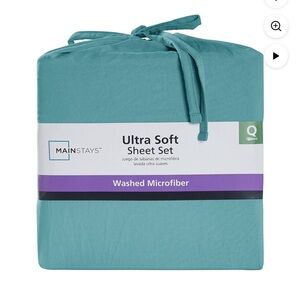 Mainstays Washed Microfiber Sheet Set - Aqua